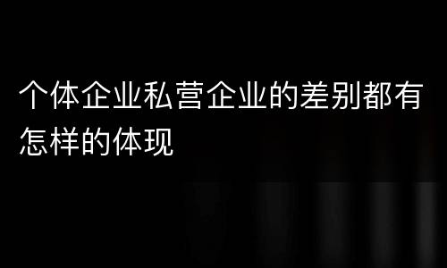 个体企业私营企业的差别都有怎样的体现