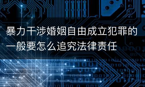 暴力干涉婚姻自由成立犯罪的一般要怎么追究法律责任