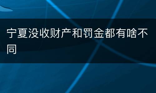 宁夏没收财产和罚金都有啥不同
