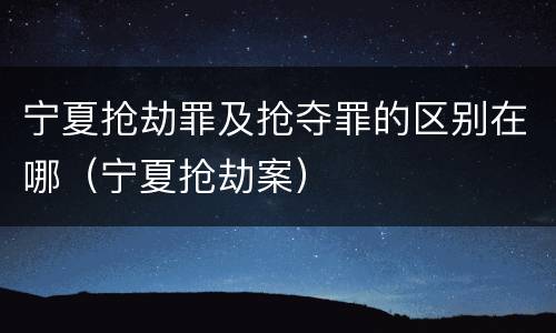 宁夏抢劫罪及抢夺罪的区别在哪（宁夏抢劫案）