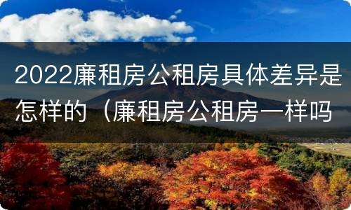 2022廉租房公租房具体差异是怎样的（廉租房公租房一样吗）