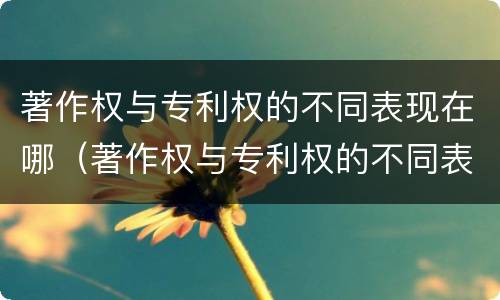 著作权与专利权的不同表现在哪（著作权与专利权的不同表现在哪方面）