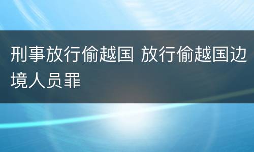 刑事放行偷越国 放行偷越国边境人员罪