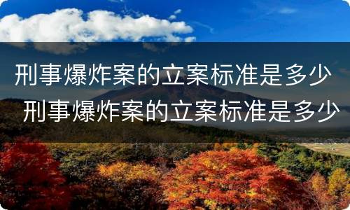 刑事爆炸案的立案标准是多少 刑事爆炸案的立案标准是多少钱