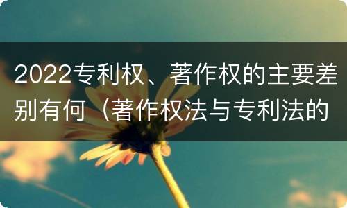 2022专利权、著作权的主要差别有何（著作权法与专利法的区别）