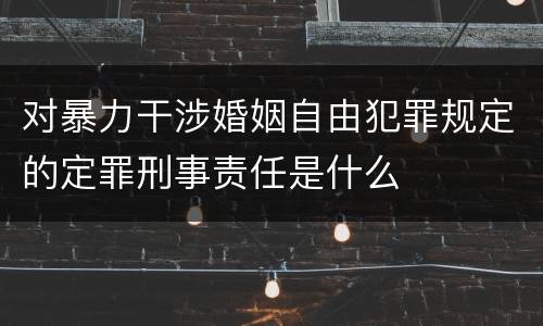 对暴力干涉婚姻自由犯罪规定的定罪刑事责任是什么