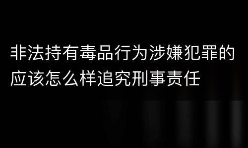非法持有毒品行为涉嫌犯罪的应该怎么样追究刑事责任