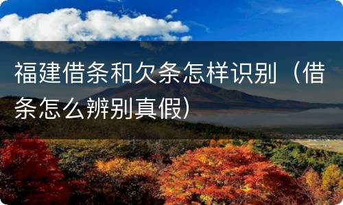 福建借条和欠条怎样识别(借条怎么辨别真假)