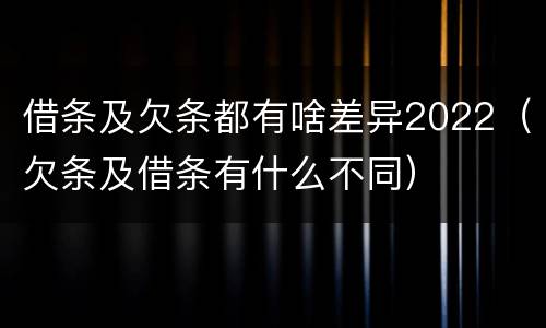 借条及欠条都有啥差异2022（欠条及借条有什么不同）
