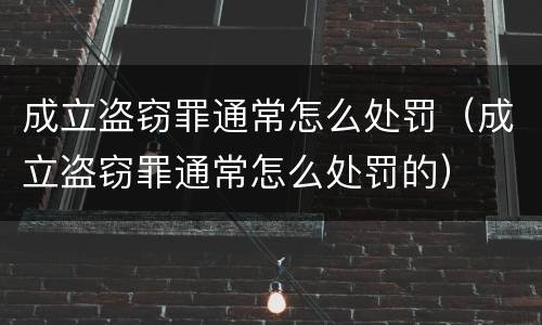 成立盗窃罪通常怎么处罚（成立盗窃罪通常怎么处罚的）
