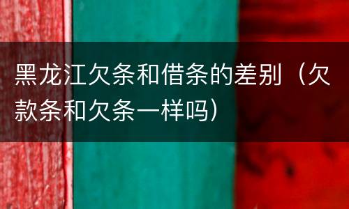 黑龙江欠条和借条的差别（欠款条和欠条一样吗）