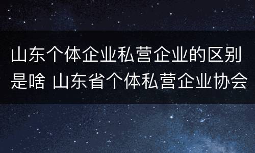 山东个体企业私营企业的区别是啥 山东省个体私营企业协会