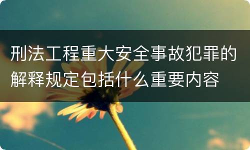 刑法工程重大安全事故犯罪的解释规定包括什么重要内容