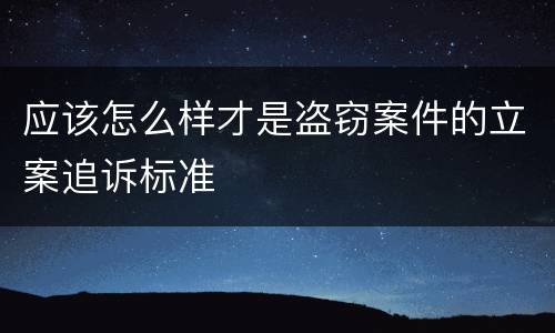 应该怎么样才是盗窃案件的立案追诉标准