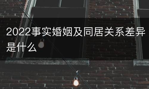 2022事实婚姻及同居关系差异是什么