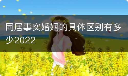 同居事实婚姻的具体区别有多少2022