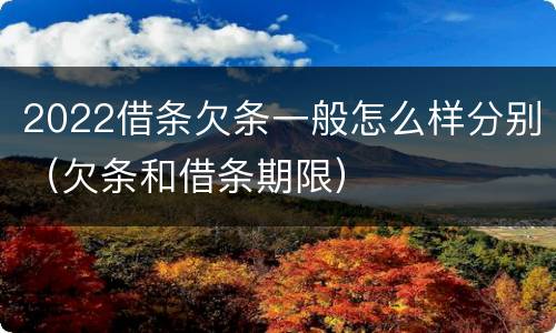 2022借条欠条一般怎么样分别（欠条和借条期限）