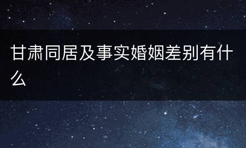 甘肃同居及事实婚姻差别有什么