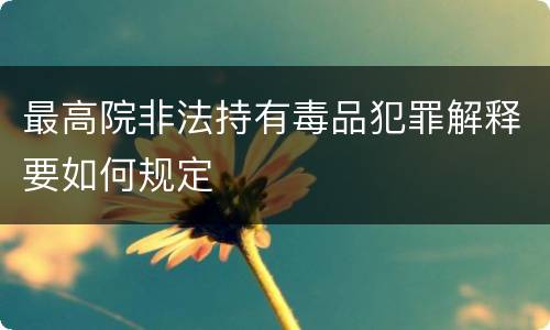 最高院非法持有毒品犯罪解释要如何规定