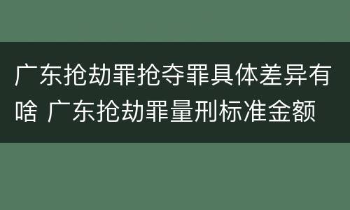 广东抢劫罪抢夺罪具体差异有啥 广东抢劫罪量刑标准金额
