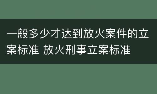 一般多少才达到放火案件的立案标准 放火刑事立案标准