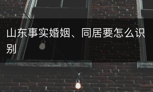 山东事实婚姻、同居要怎么识别