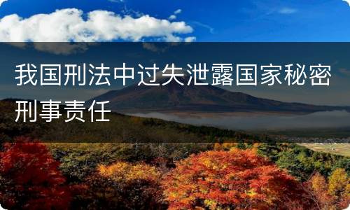我国刑法中过失泄露国家秘密刑事责任