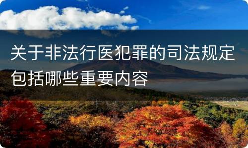 关于非法行医犯罪的司法规定包括哪些重要内容