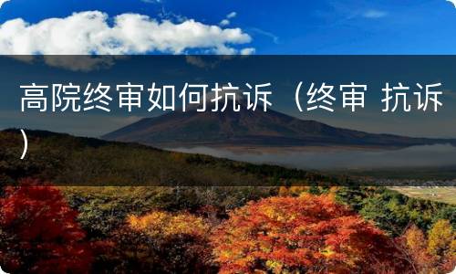 高院终审如何抗诉（终审 抗诉）