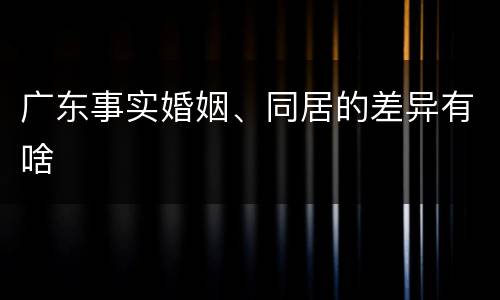 广东事实婚姻、同居的差异有啥