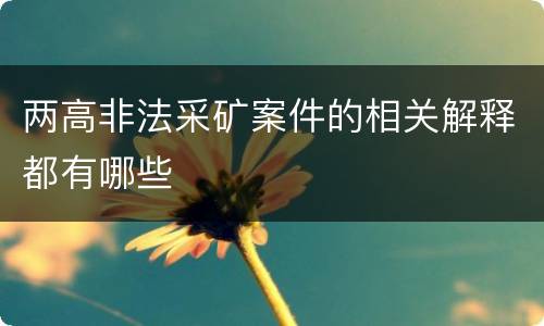 两高非法采矿案件的相关解释都有哪些