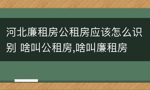 河北廉租房公租房应该怎么识别 啥叫公租房,啥叫廉租房