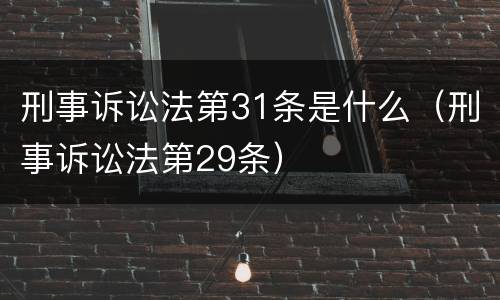 刑事诉讼法第31条是什么（刑事诉讼法第29条）