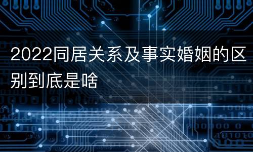 2022同居关系及事实婚姻的区别到底是啥