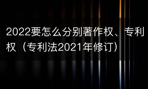 2022要怎么分别著作权、专利权（专利法2021年修订）