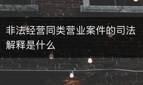 非法经营同类营业案件的司法解释是什么
