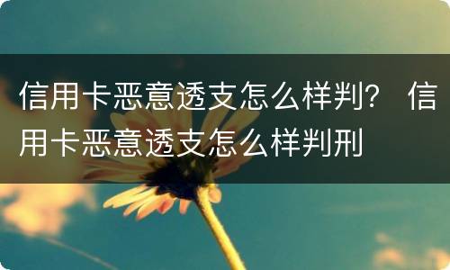 信用卡恶意透支怎么样判？ 信用卡恶意透支怎么样判刑