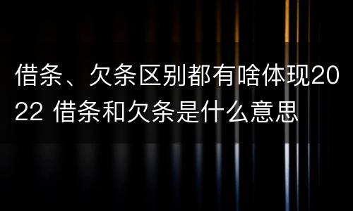 借条、欠条区别都有啥体现2022 借条和欠条是什么意思
