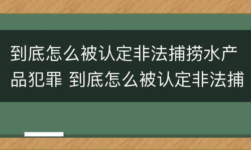 到底怎么被认定非法捕捞水产品犯罪 到底怎么被认定非法捕捞水产品犯罪行为