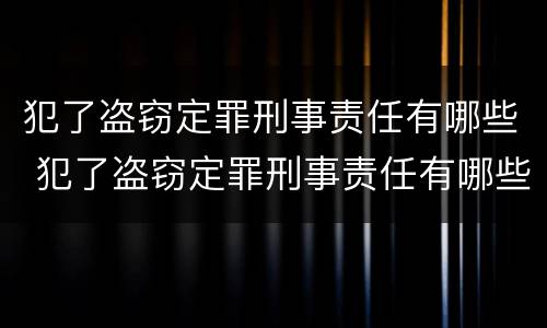 犯了盗窃定罪刑事责任有哪些 犯了盗窃定罪刑事责任有哪些情形