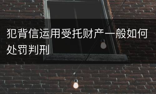 犯背信运用受托财产一般如何处罚判刑