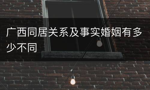 广西同居关系及事实婚姻有多少不同
