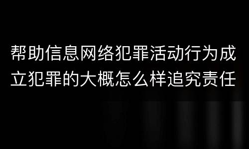 帮助信息网络犯罪活动行为成立犯罪的大概怎么样追究责任