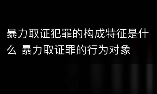 暴力取证犯罪的构成特征是什么 暴力取证罪的行为对象