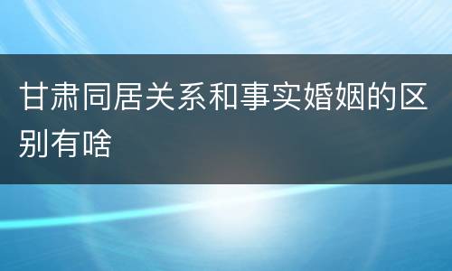 甘肃同居关系和事实婚姻的区别有啥
