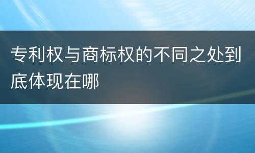 专利权与商标权的不同之处到底体现在哪