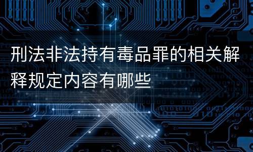 刑法非法持有毒品罪的相关解释规定内容有哪些