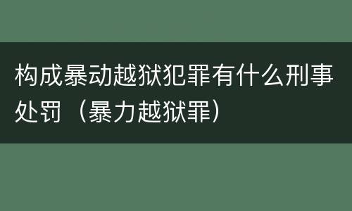 构成暴动越狱犯罪有什么刑事处罚（暴力越狱罪）