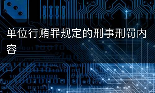 单位行贿罪规定的刑事刑罚内容