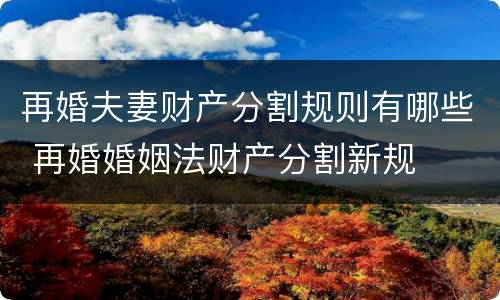 再婚夫妻财产分割规则有哪些 再婚婚姻法财产分割新规